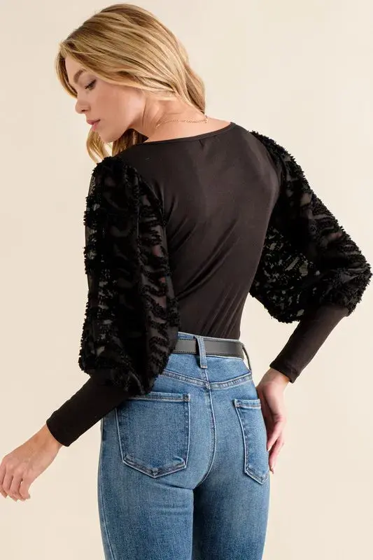 And The Why Textured Puff Sleeve Bodysuit - Image 3