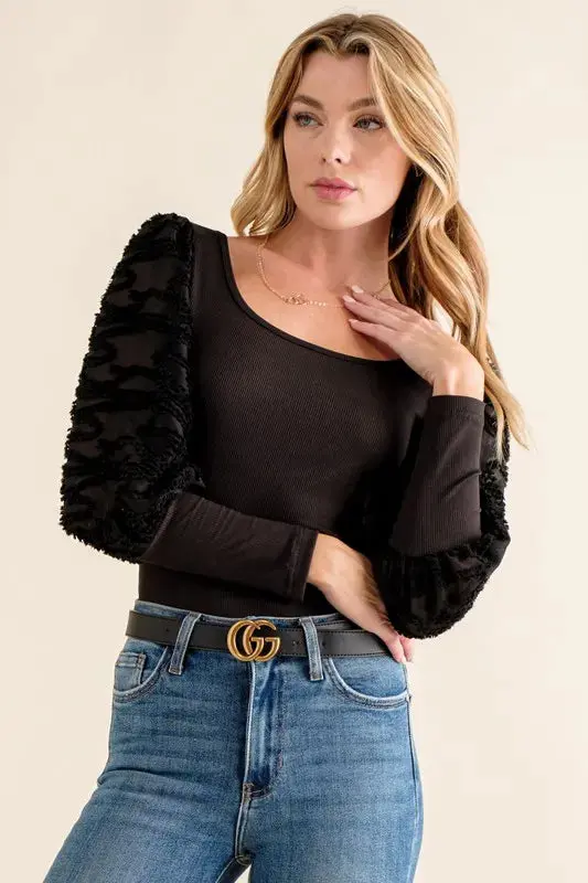 And The Why Textured Puff Sleeve Bodysuit - Image 4