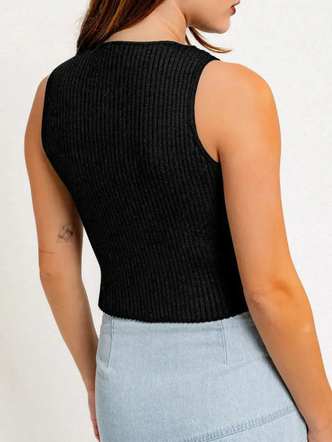 Bow Round Neck Cropped Tank - Image 6