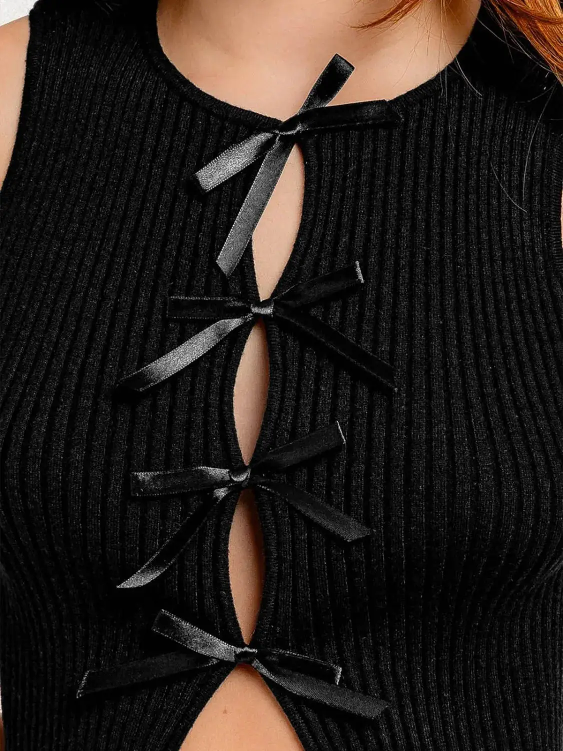 Bow Round Neck Cropped Tank - Image 7