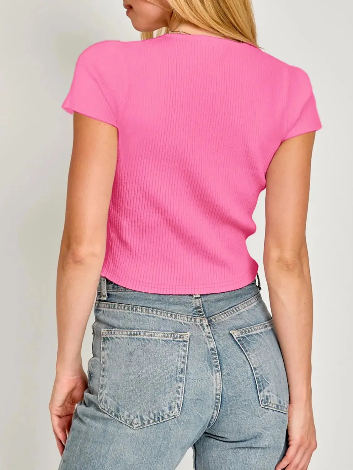 Bow Round Neck Short Sleeve T-Shirt - Image 8