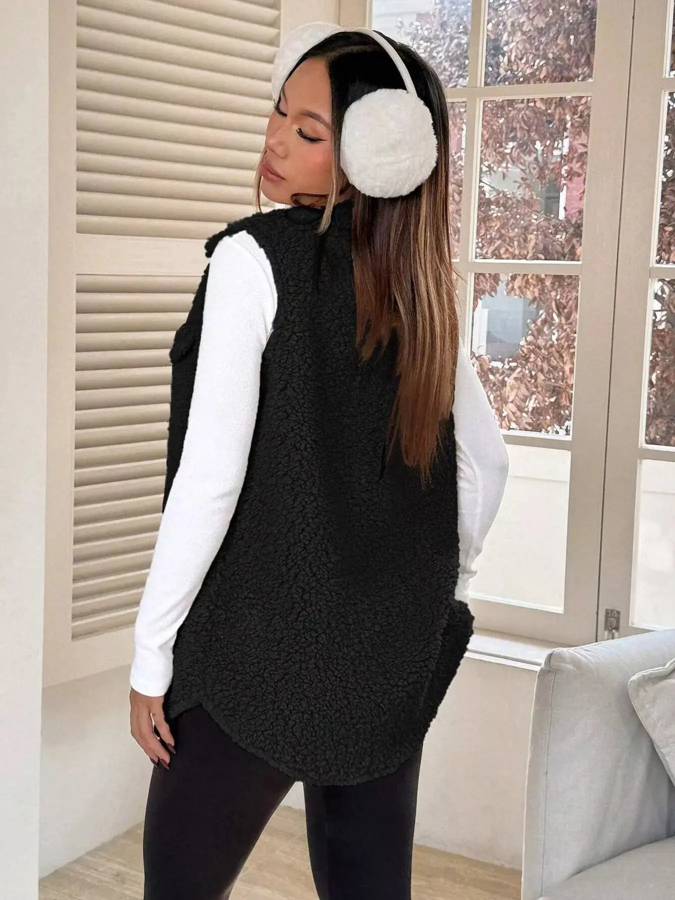 Women’s Button-Down Sherpa Fleece Vest Coat | Cozy Layered Outerwear - Image 26