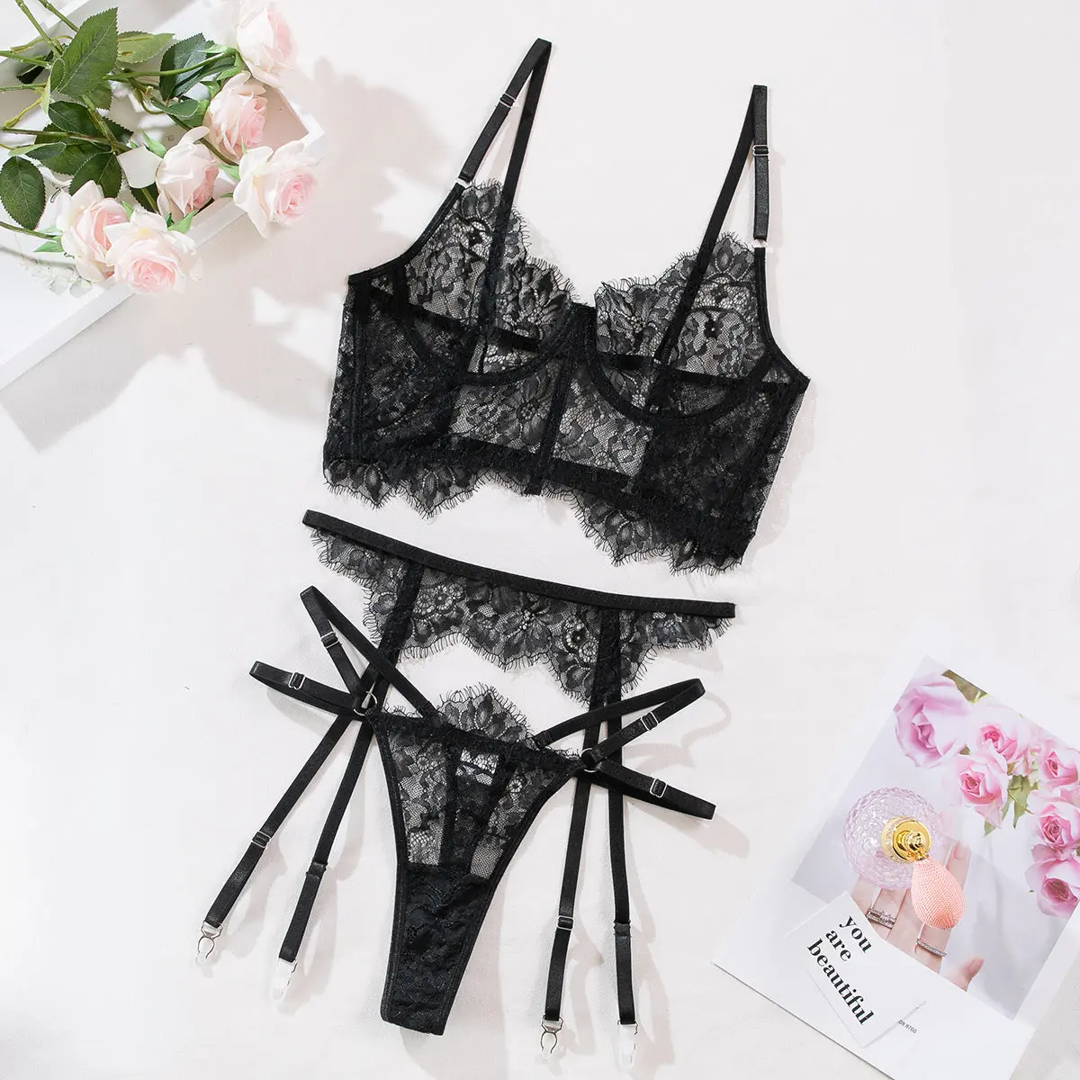 Cindy Black Lingerie Set - Image 5