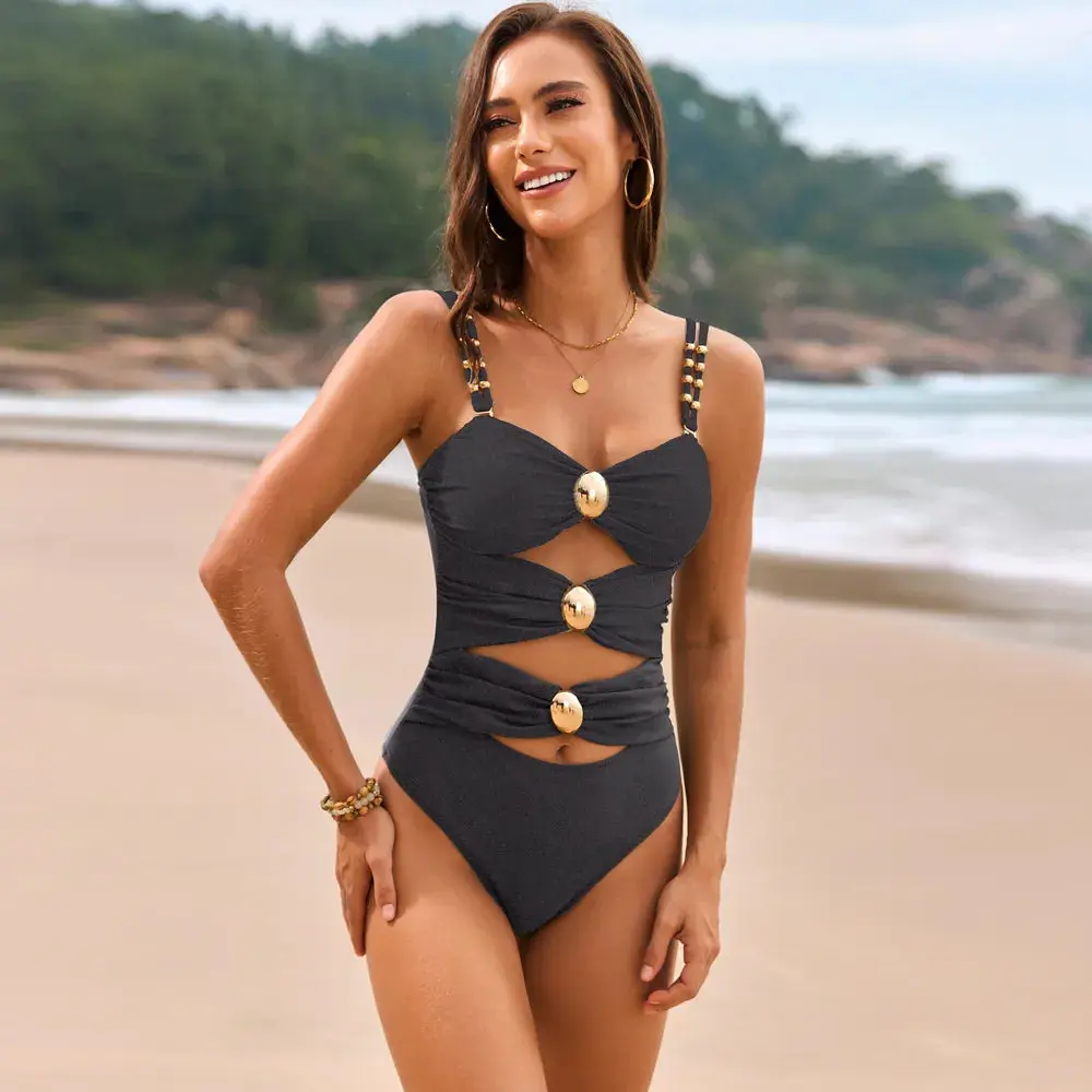 Cutout Ruched Sweetheart Neck One-Piece Swimwear - Image 7