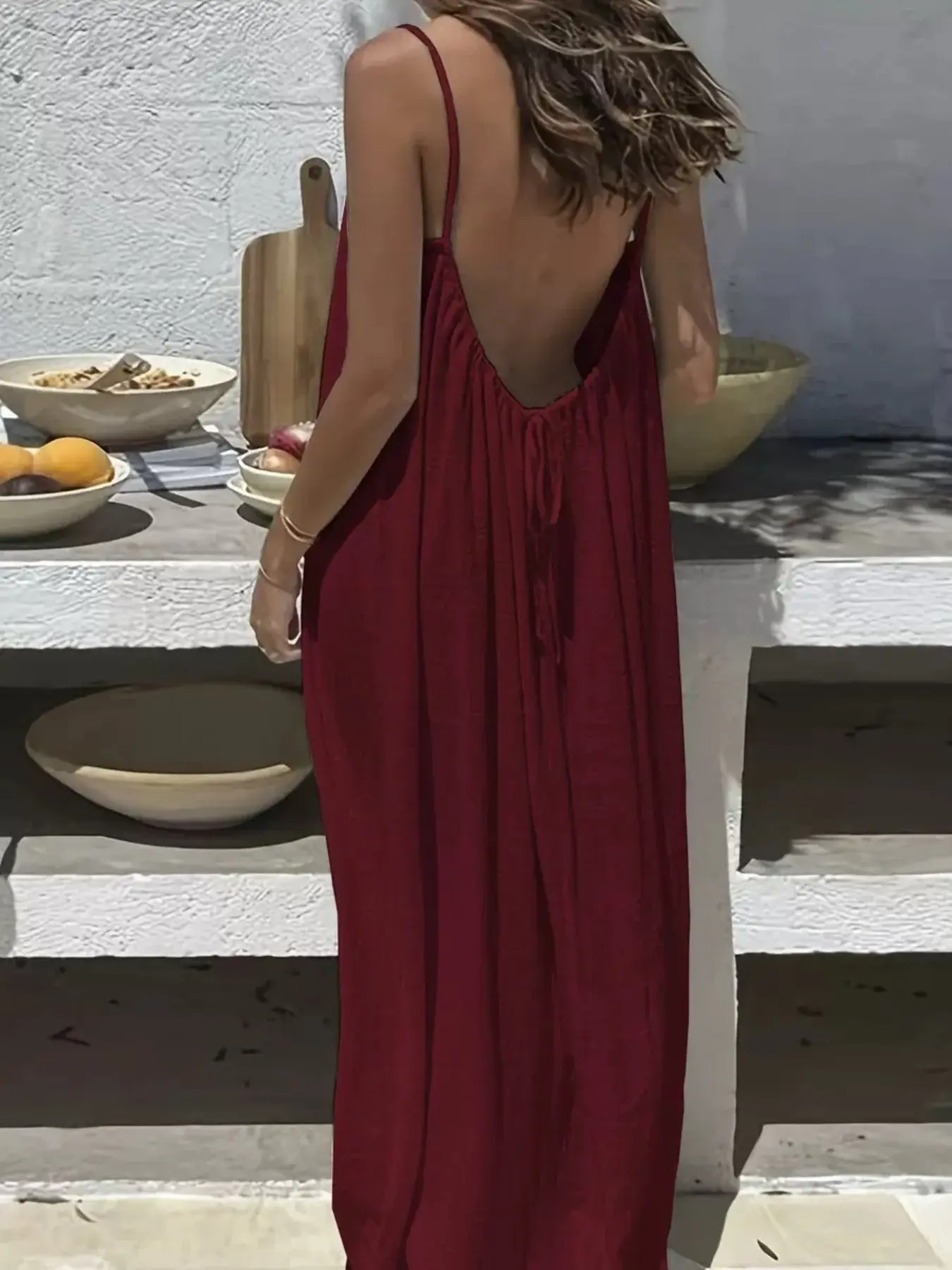 Full Size Backless Scoop Neck Maxi Dress Plus Size - Image 3