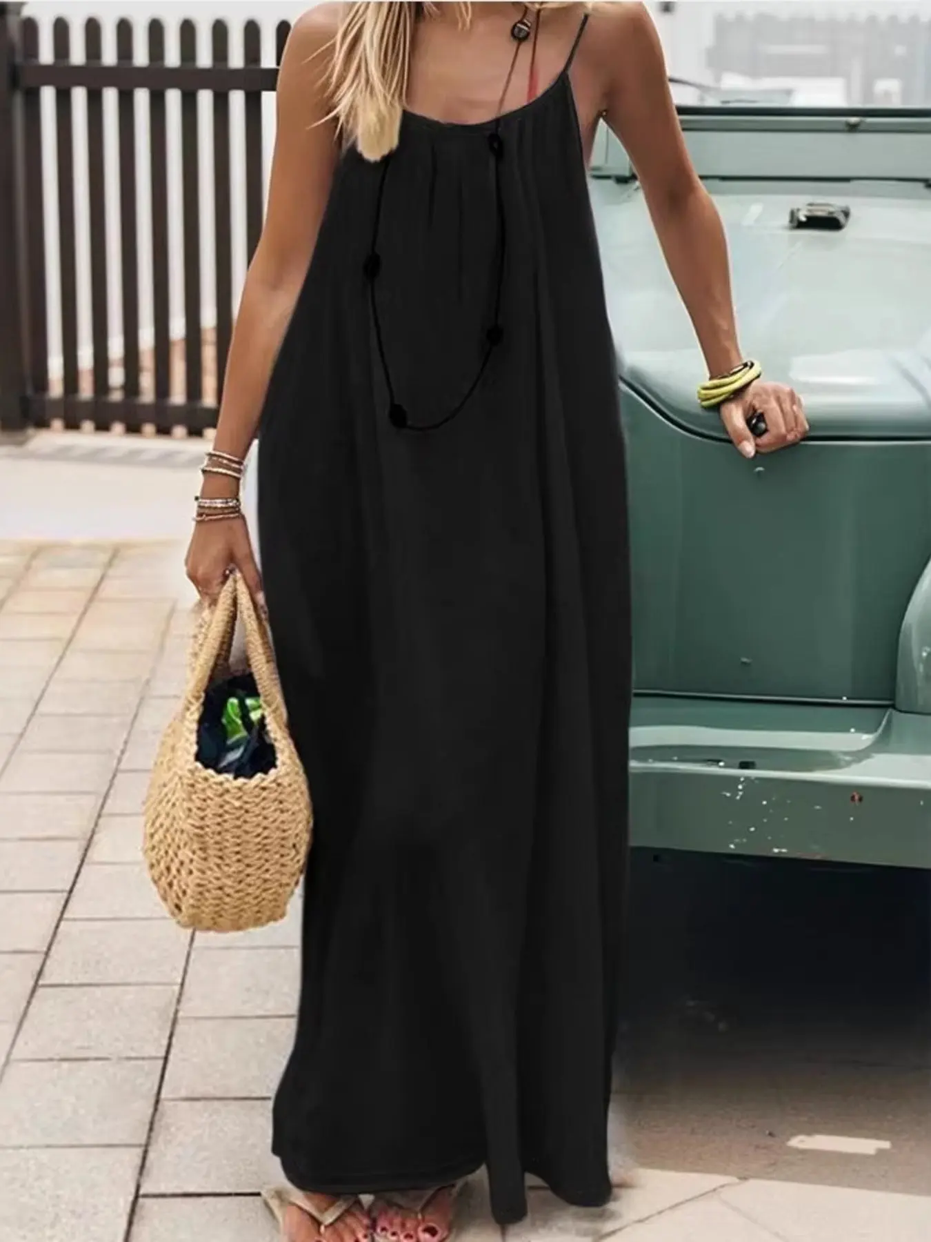 Full Size Backless Scoop Neck Maxi Dress Plus Size - Image 8