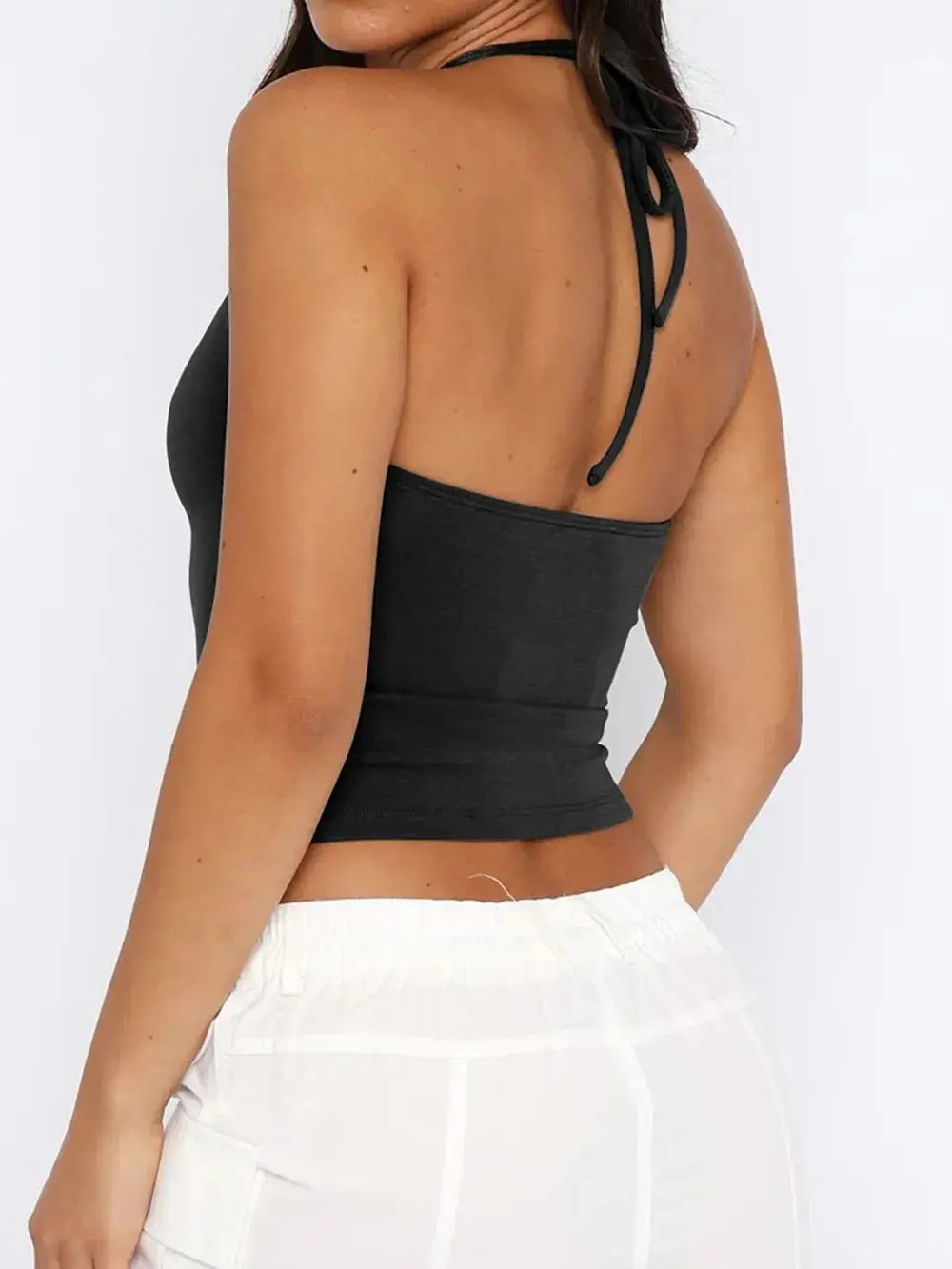Lace Detail Halter Neck Cami - Image 3