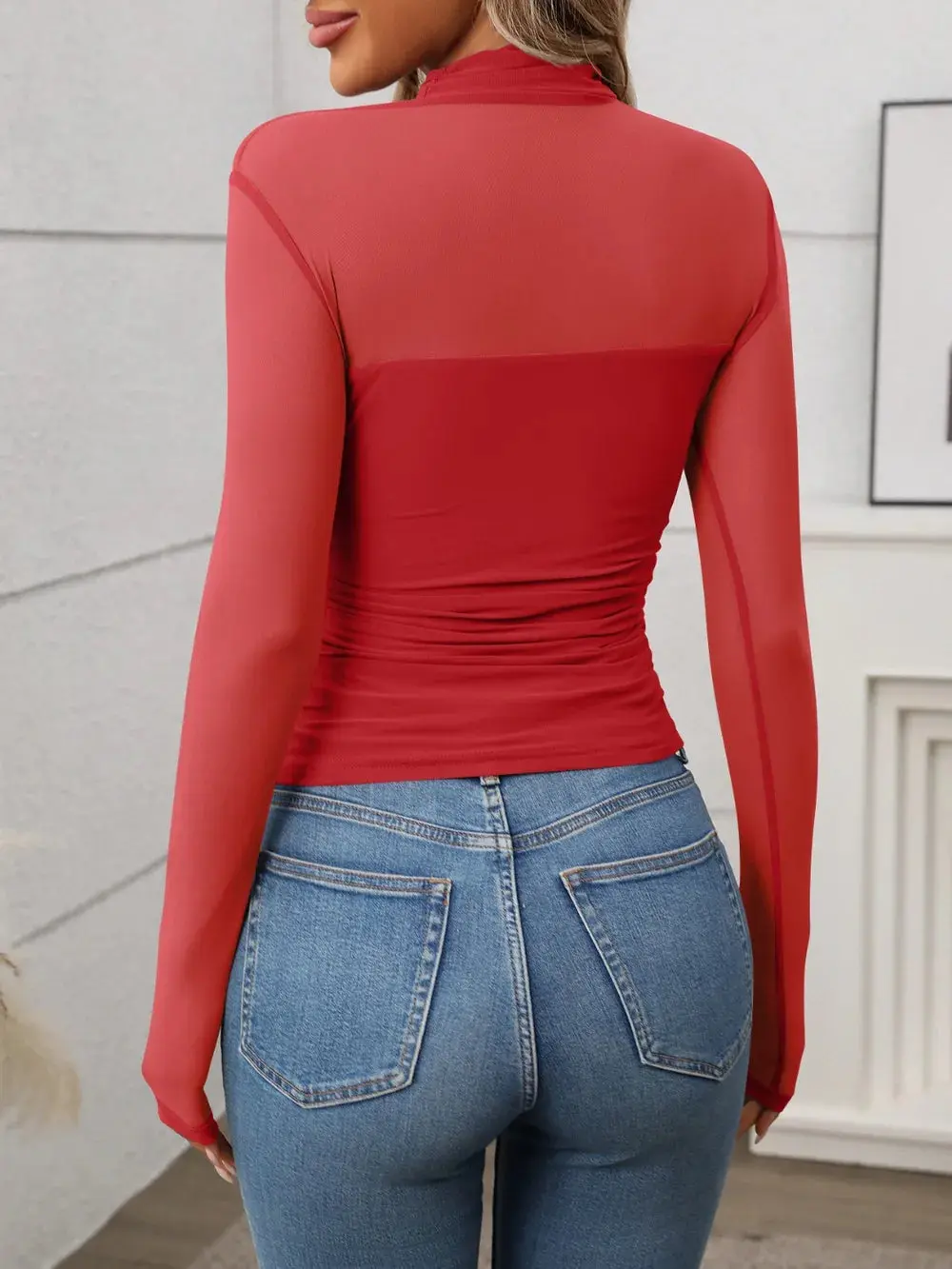 Women’s Mock Neck Top | Long Sleeve | Classic Layering Essential - Image 15