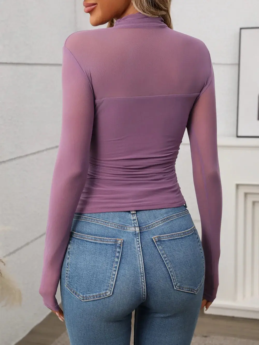 Women’s Mock Neck Top | Long Sleeve | Classic Layering Essential - Image 21