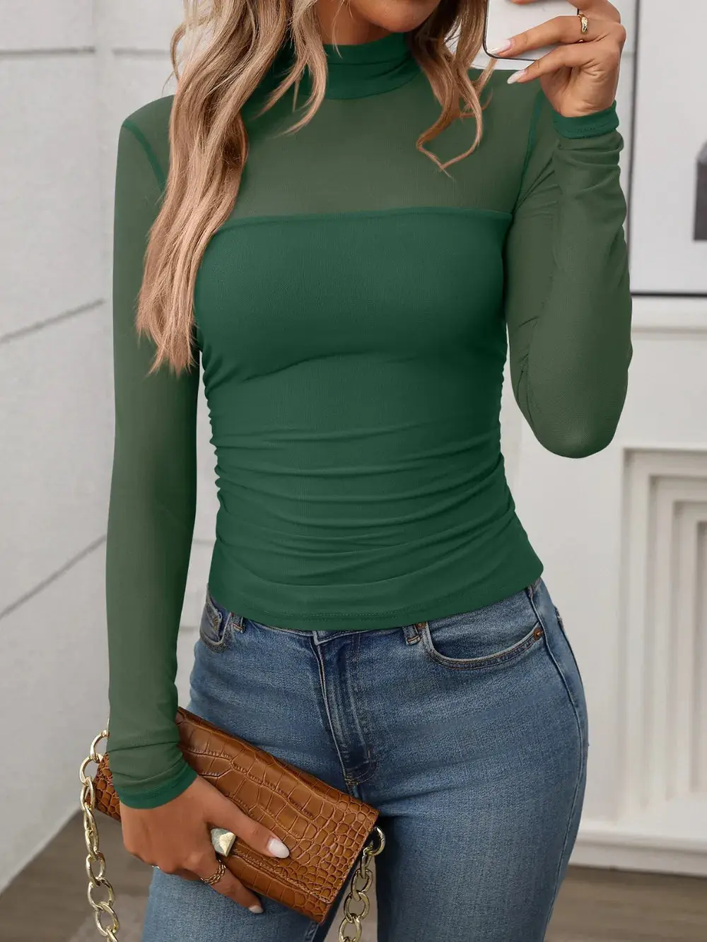 Women’s Mock Neck Top | Long Sleeve | Classic Layering Essential - Image 23