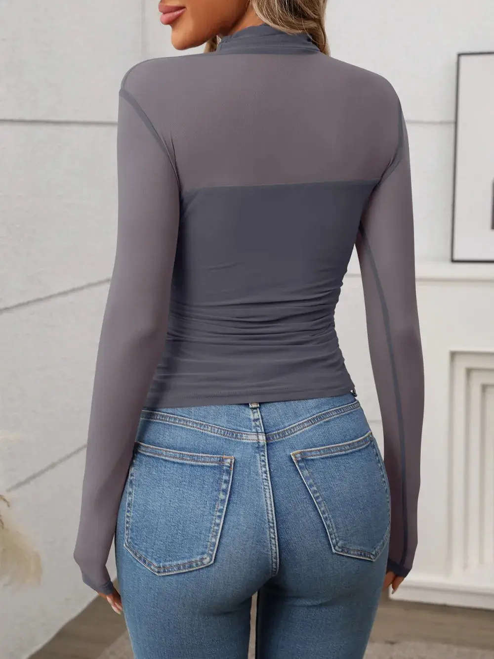 Women’s Mock Neck Top | Long Sleeve | Classic Layering Essential - Image 7