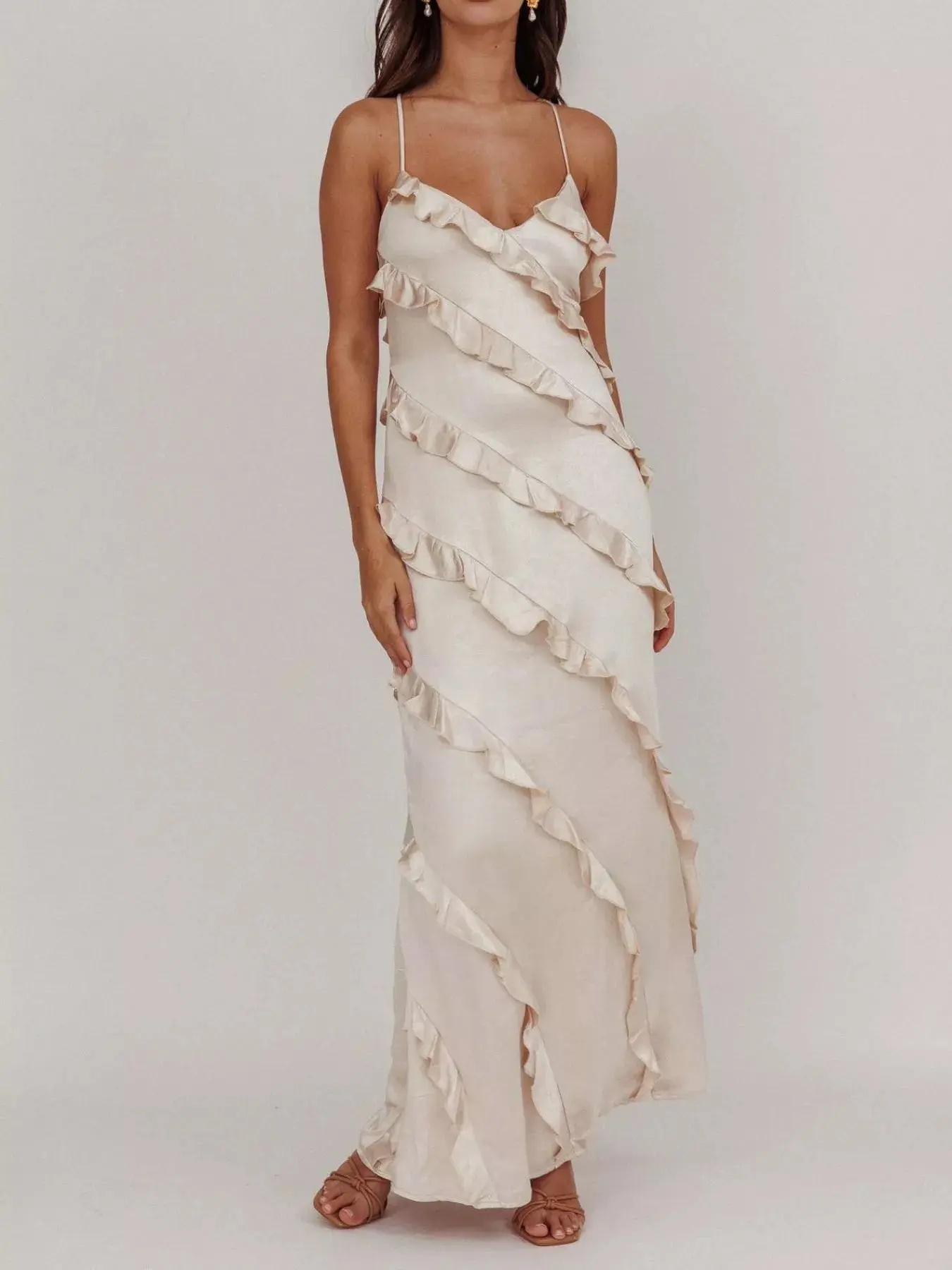 Ruffled Spaghetti Strap Maxi Dress - Image 11