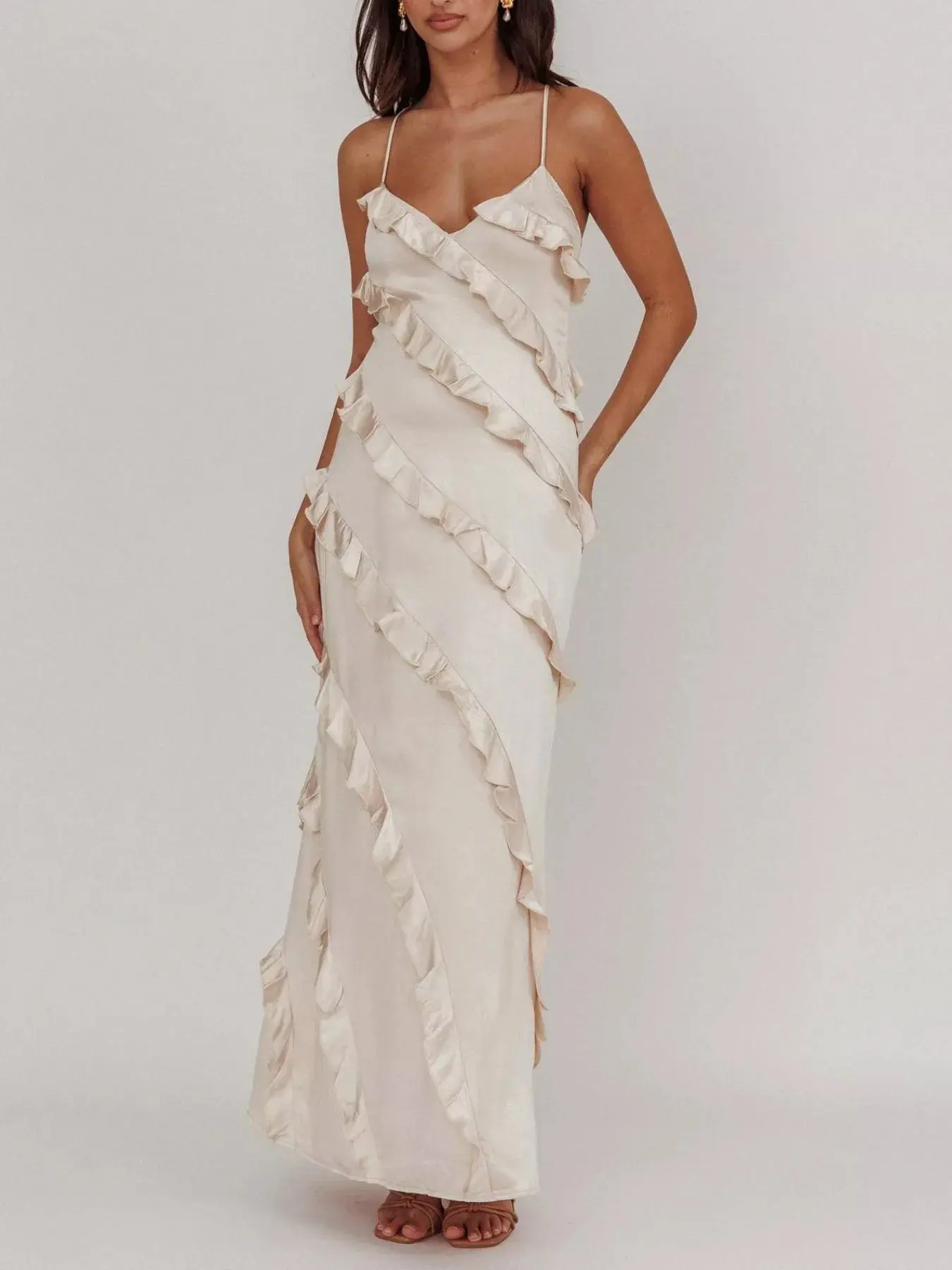Ruffled Spaghetti Strap Maxi Dress - Image 13