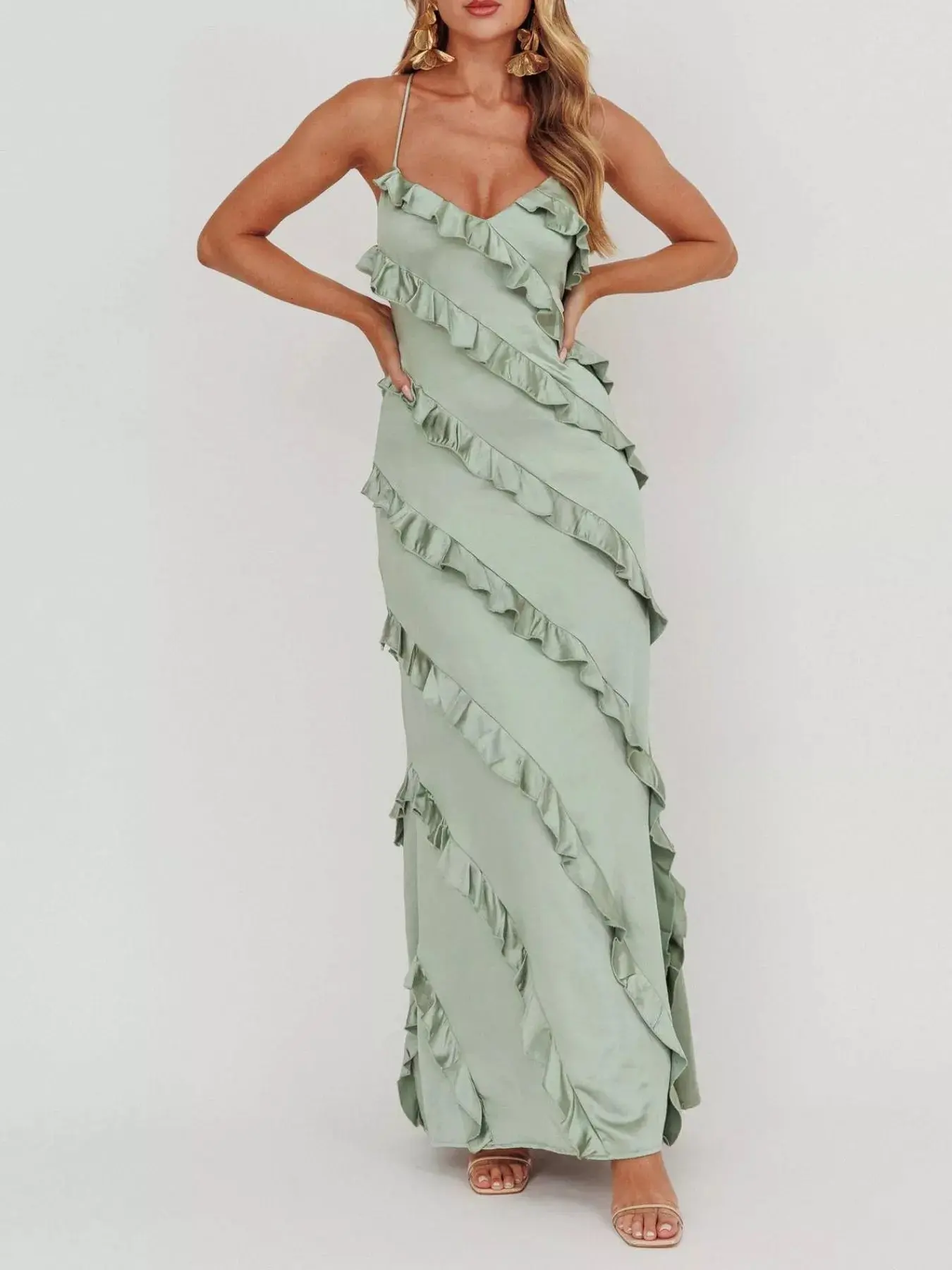 Ruffled Spaghetti Strap Maxi Dress - Image 4