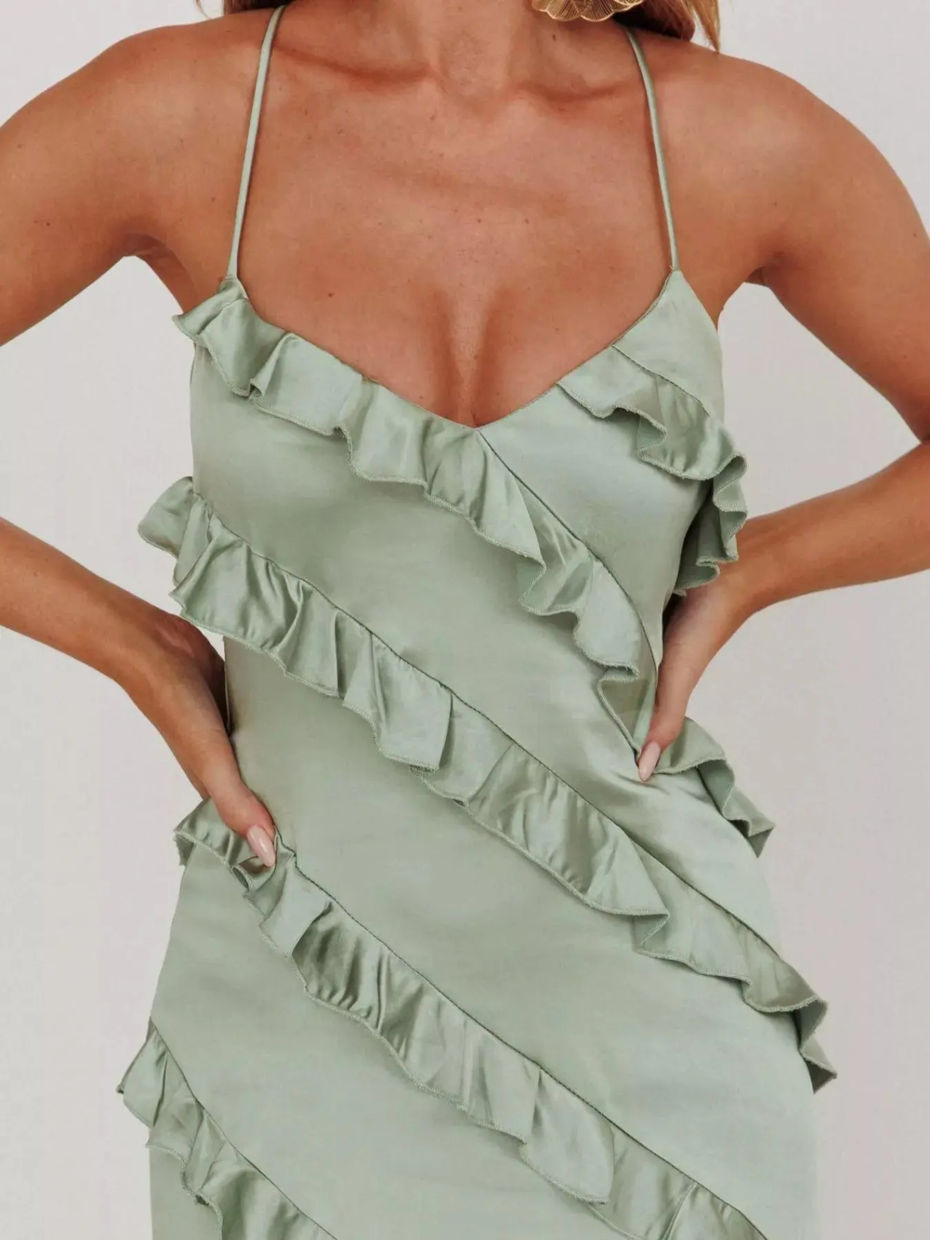 Ruffled Spaghetti Strap Maxi Dress - Image 5