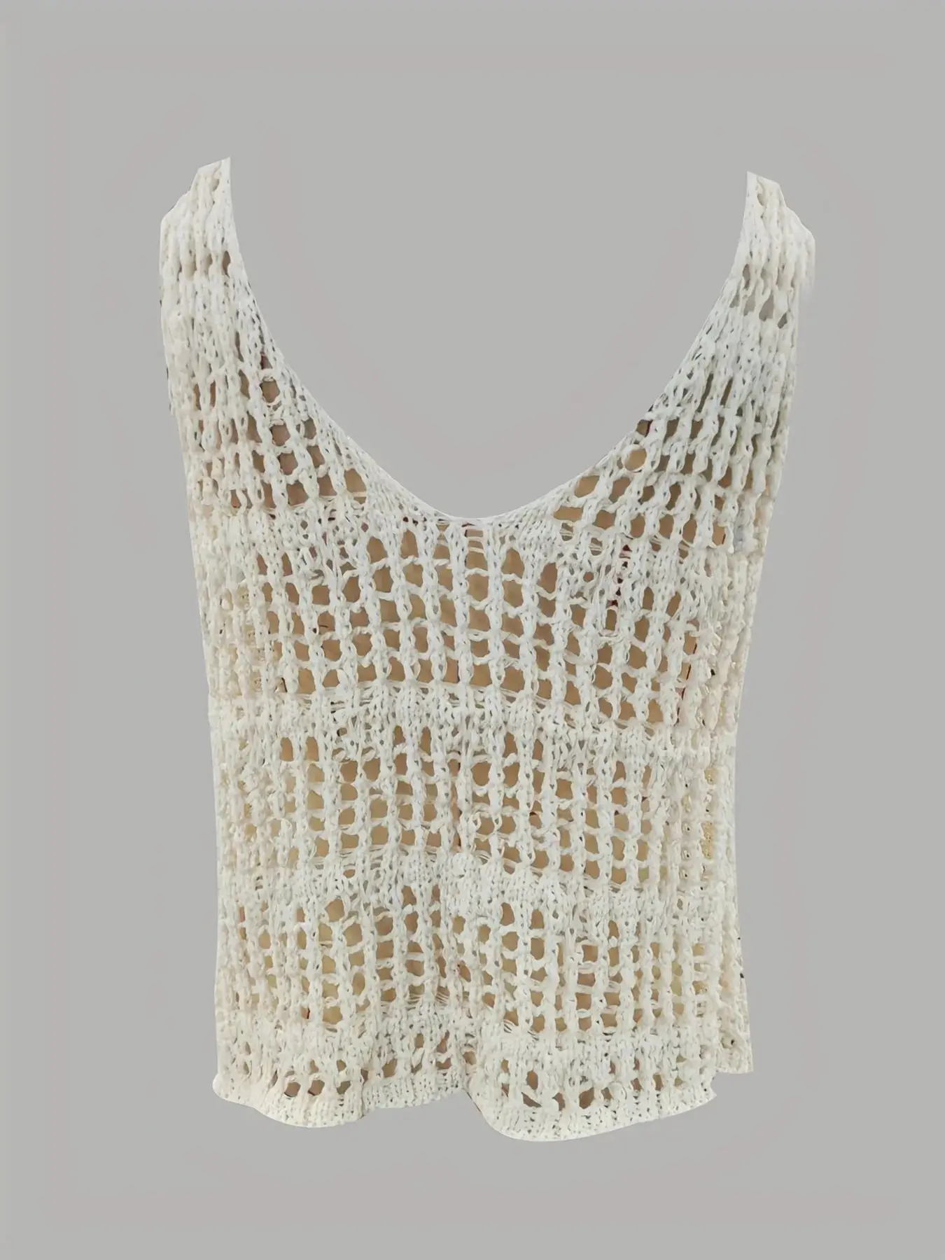 Women’s Crochet Knit V-Neck Sweater Vest | Openwork Layered Pullover Top - Image 4